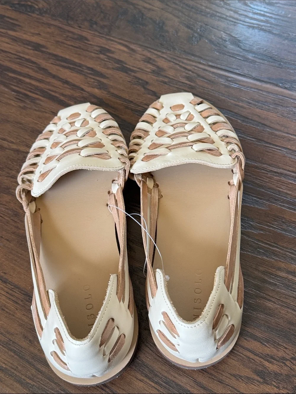 Nisolo New Cream & Tan Woven Leather Slip-Ons